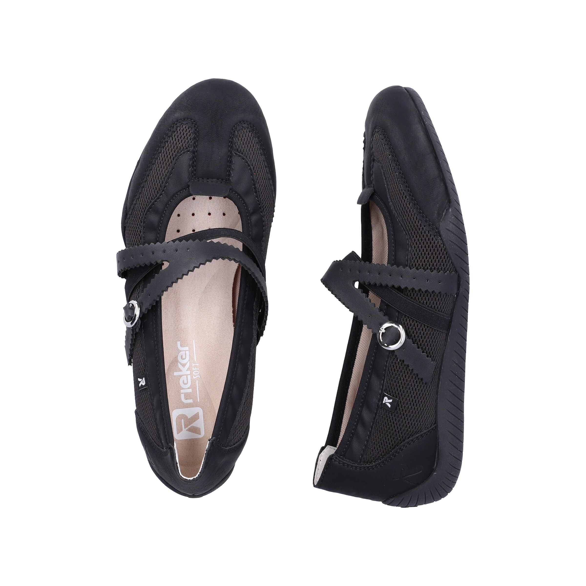 Rieker Ballet Flats with Strap in Black