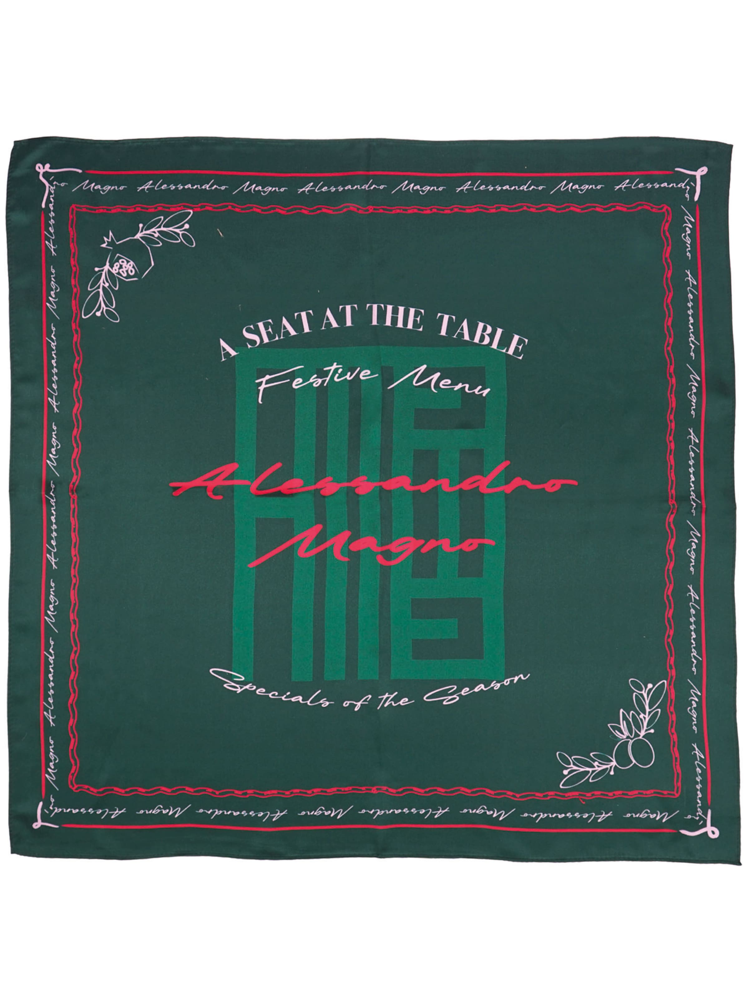 Alessandro Magno Bandana 'Essential Christmas Special' in Green: front
