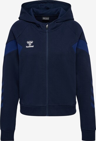 Hummel Athletic Zip-Up Hoodie 'TRAVEL' in Blue: front