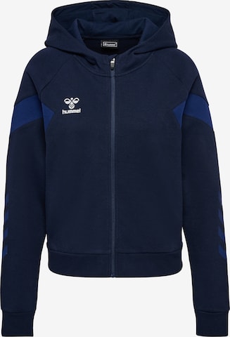 Hummel Athletic Zip-Up Hoodie 'TRAVEL' in Blue: front