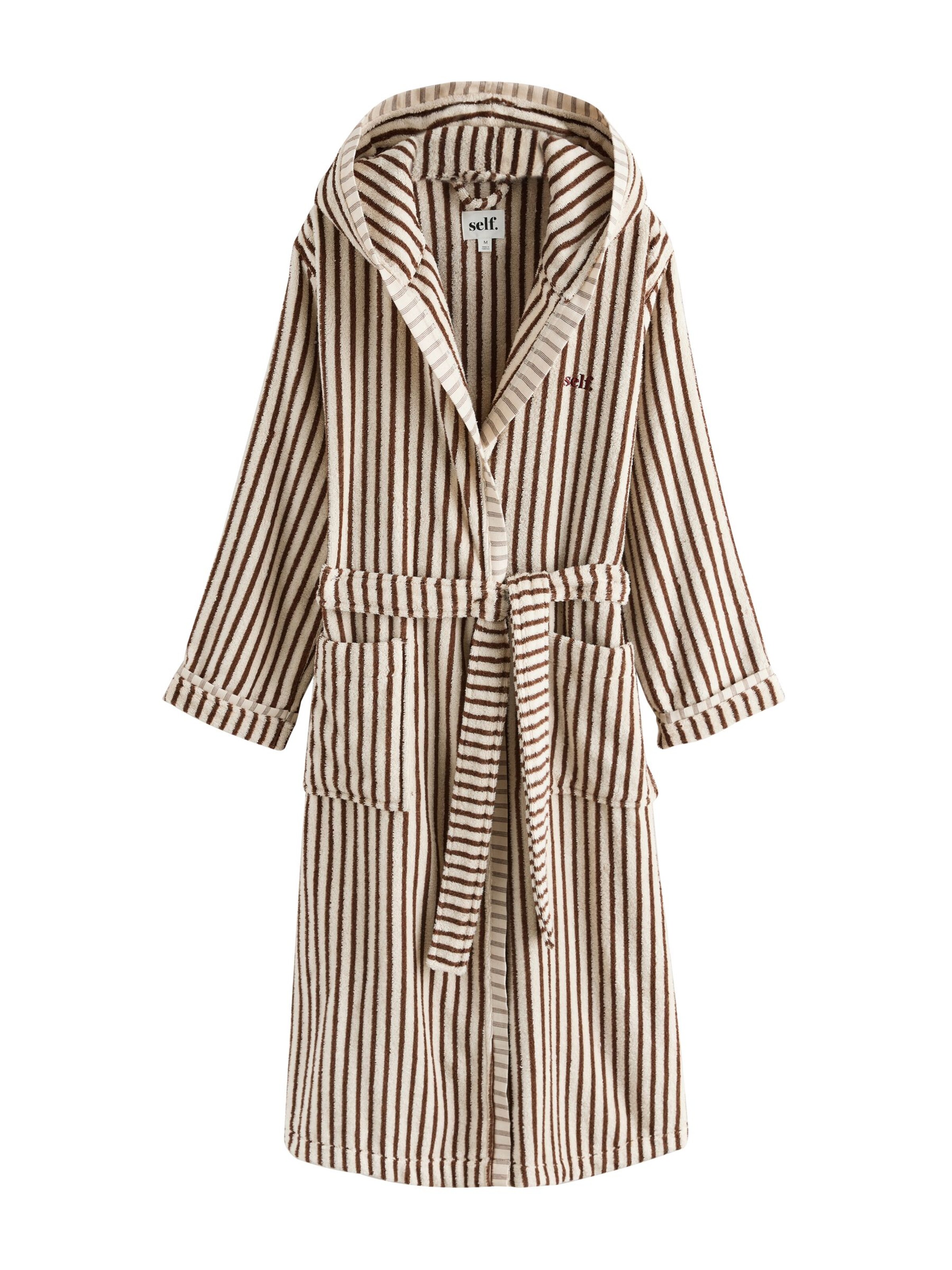 Peignoir long self. en beige : devant