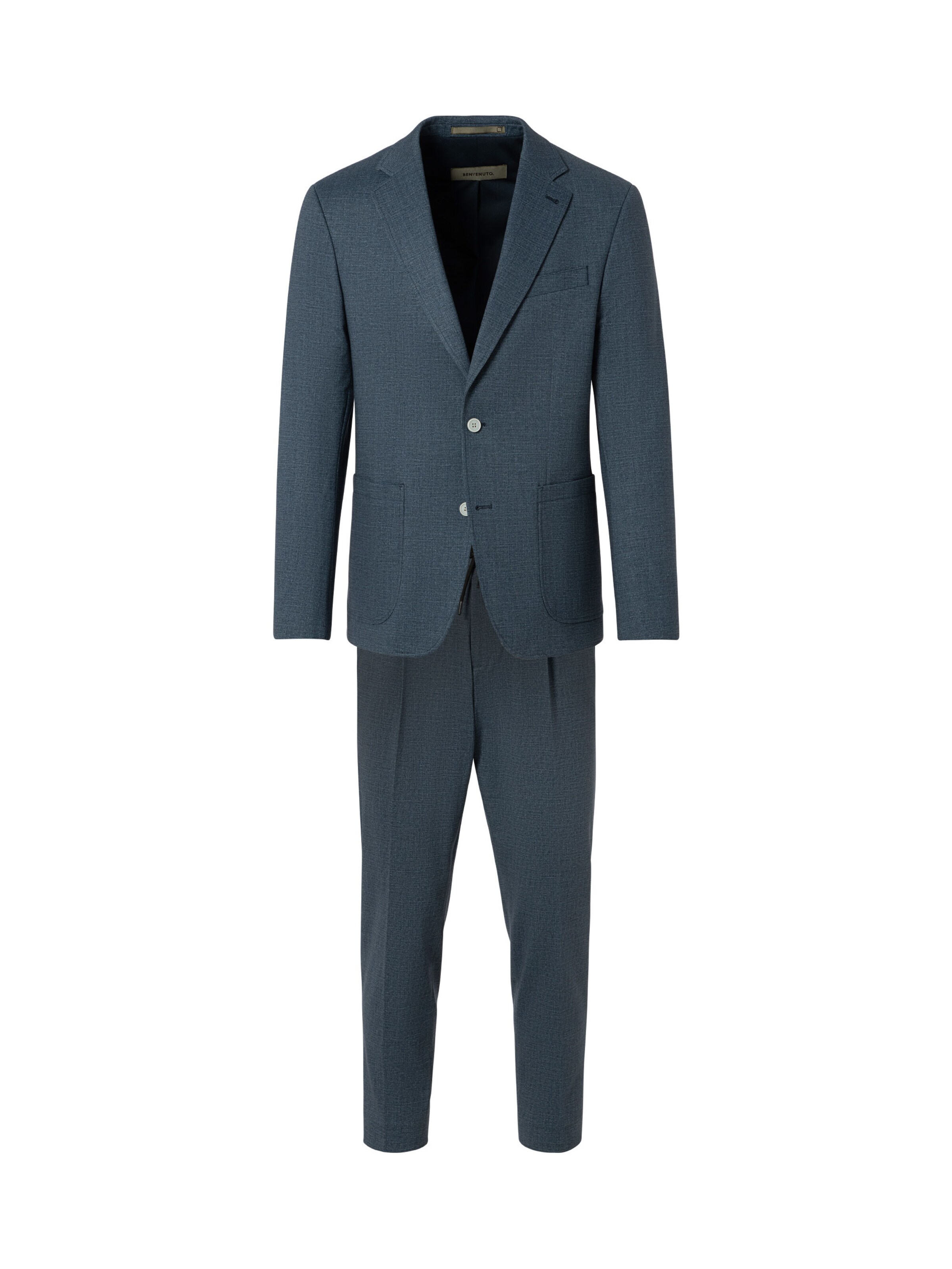 BENVENUTO Slimfit Modern-Fit Anzug TORINO J 4422, Model ist 185cm groß und trägt Größe 50 in Blau: Vorderseite