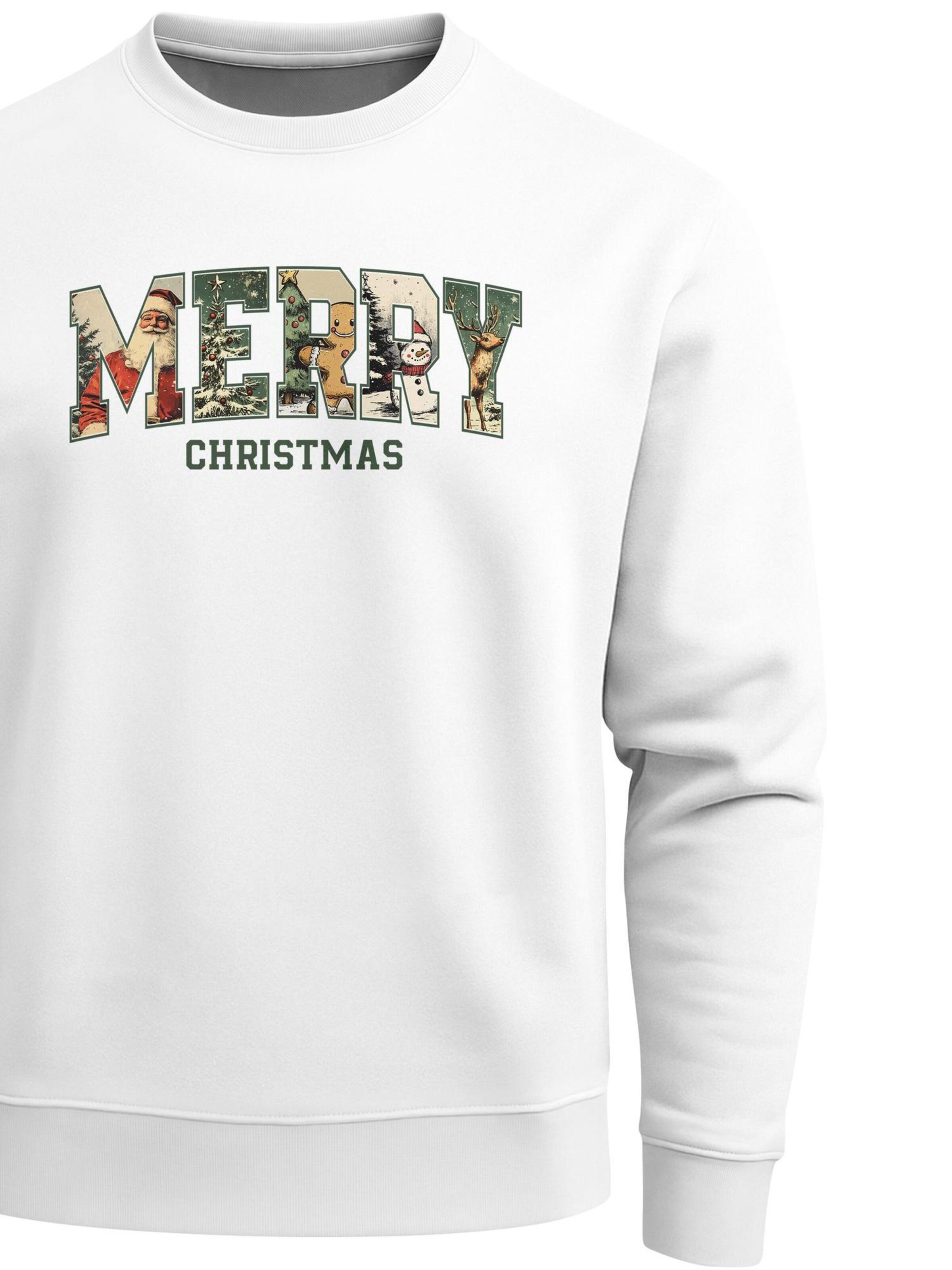 Neverless Sweatshirt 'Merry Christmas' in White