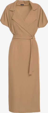 Stylove - Vestido camisero en beige: frente