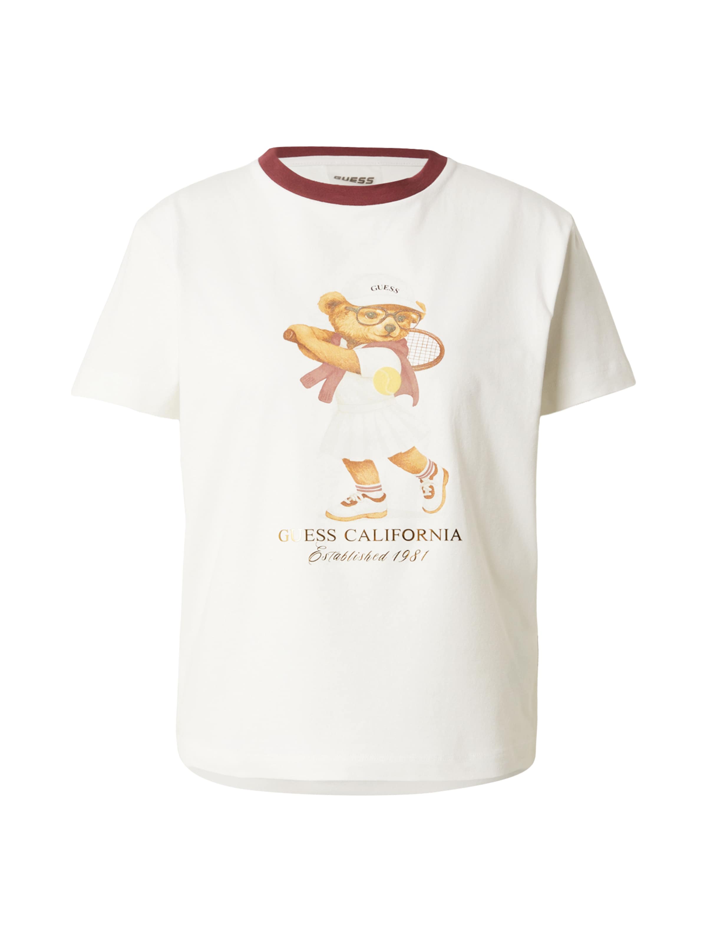 GUESS Shirt 'TENNIS LADY BEAR' in XS in Cream / Cappuccino / Light yellow / Melon, Item view