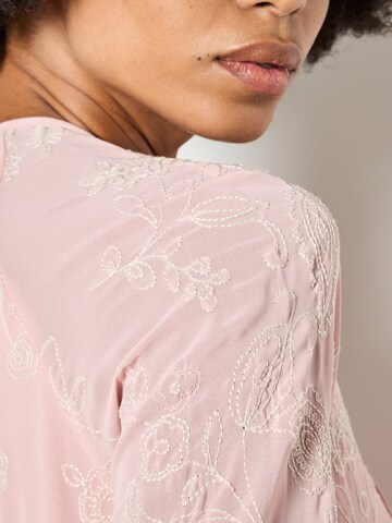 Apricot Floral Embroidered Mini Dress ' ' in Pink