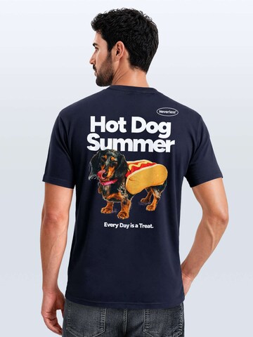 Neverless Shirt 'Hot Dog Summer' in Blue