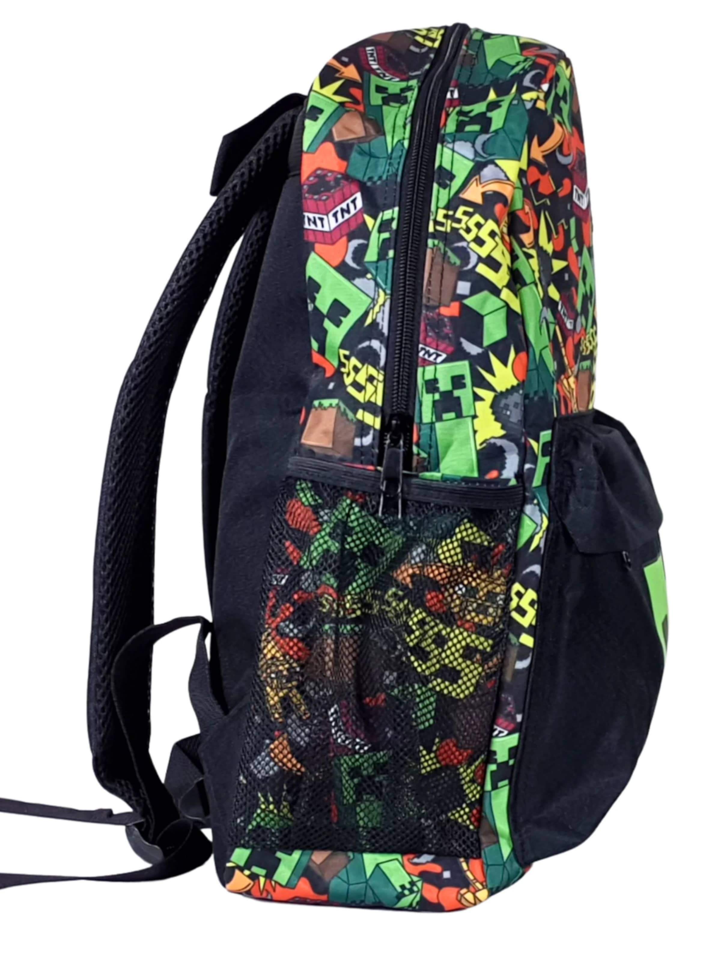 Minecraft Backpack 'Minecraft Backpack Kids – Creeper – Black/Green – School Bag with Laptop Compartment' in Green