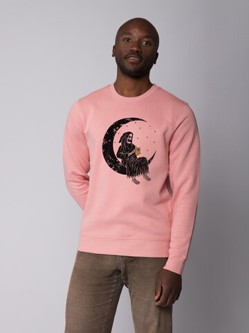 Sweat-shirt ' Pizza for life ' Watapparel en rose : devant