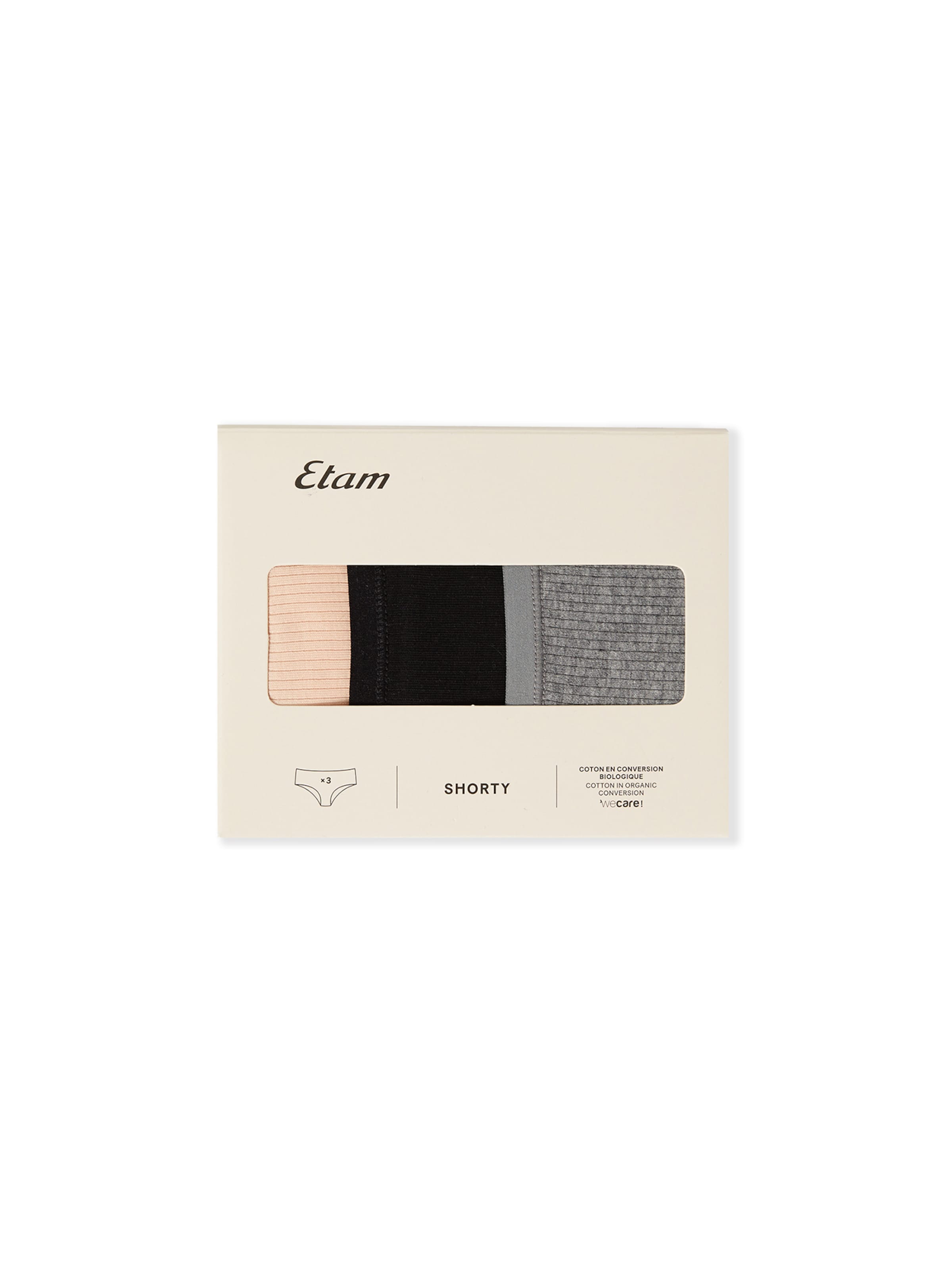 ETAM 3er-Pack Baumwoll-Slips 'JOHN' in Grau