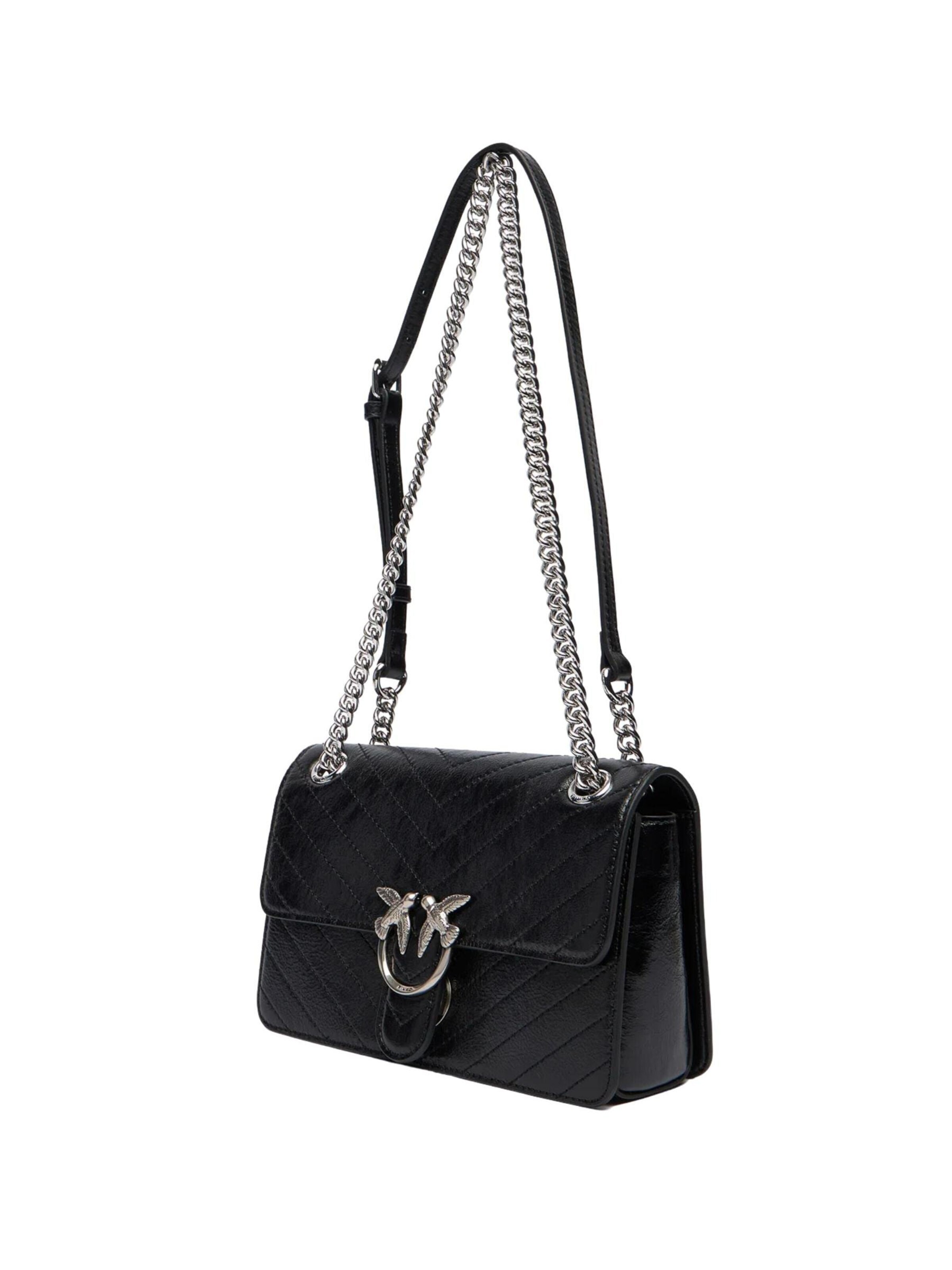 PINKO Torba na ramię 'Pinko Sac Rabat Love One Light Mini Vitello Wr Noir' w kolorze czarny
