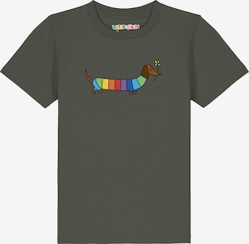 watabout.kids T-Shirt 'Regenbogen Dackel' in Grün: Vorderseite