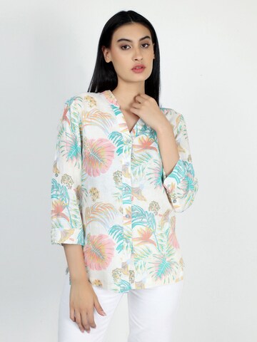 VICCI Germany Lässige Bluse, gerader Schnitt, Seitenschlitze, Model trägt Größe 36 in Mischfarben: Vorderseite