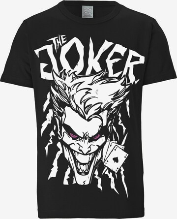 LOGOSHIRT Shirt 'DC Comics - Joker' in Black: front