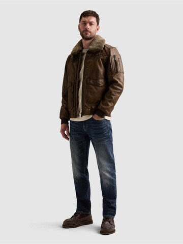 PME Legend Välikausitakki 'A-2 Snowprop leather jacket' värissä ruskea