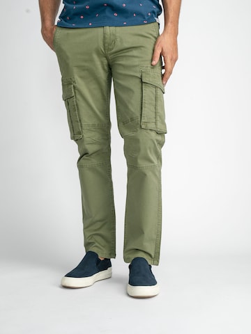 Petrol Industries Regular Cargo Pants in Green: front