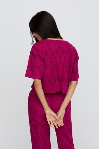 RAFFYA Bluse 'Opal Broderie Anglaise' in Rot