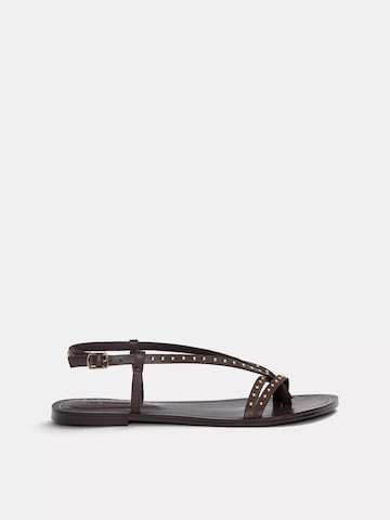 Sandales à lanières Pull&Bear en marron : devant