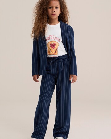 WE Fashion Wide leg Broek in Blauw: voorkant