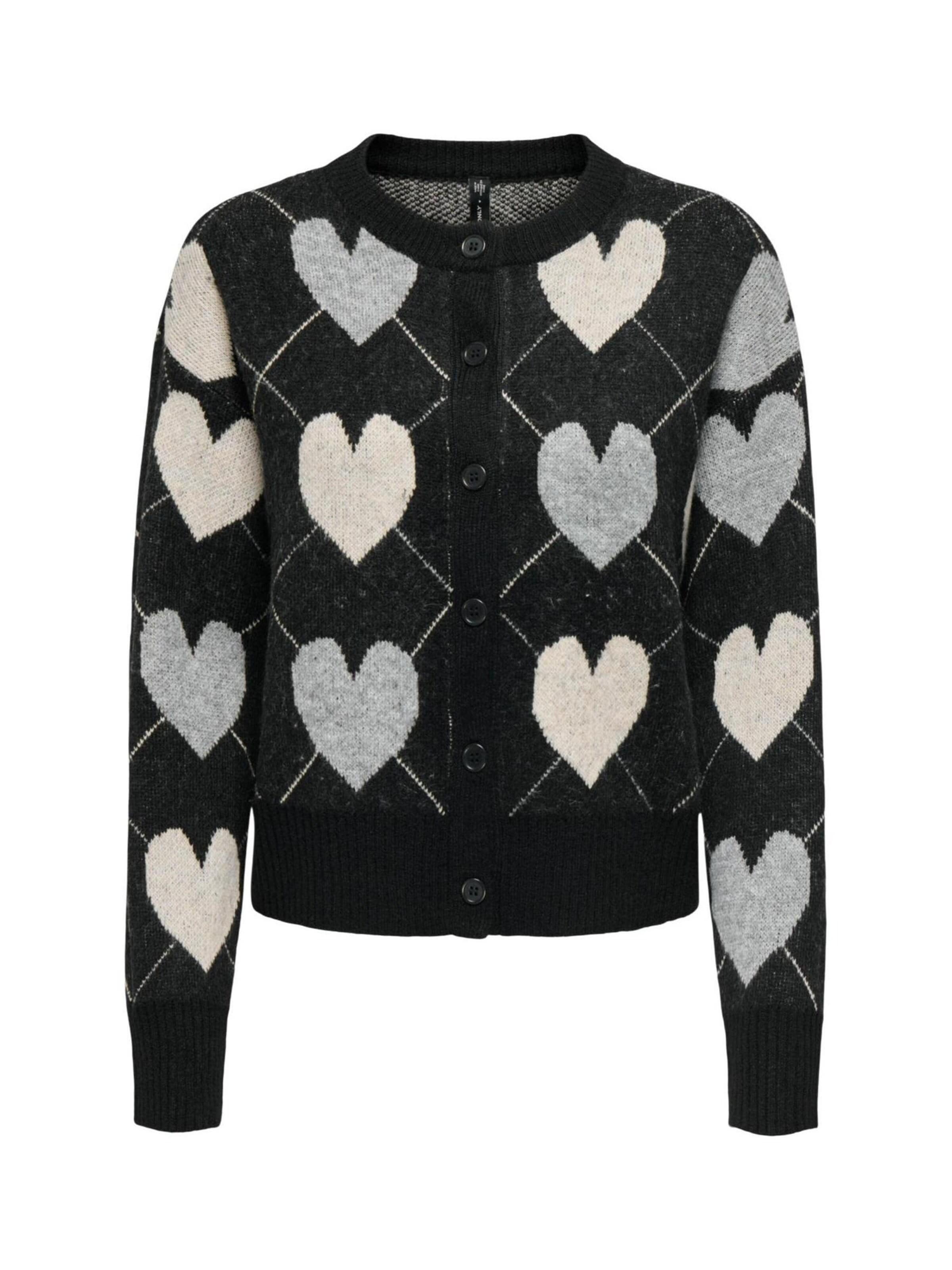 ONLY Gebreid vest 'Onlritu Ls O-Neck Jaq Cardigan Knt 15384843' in Zwart: voorkant