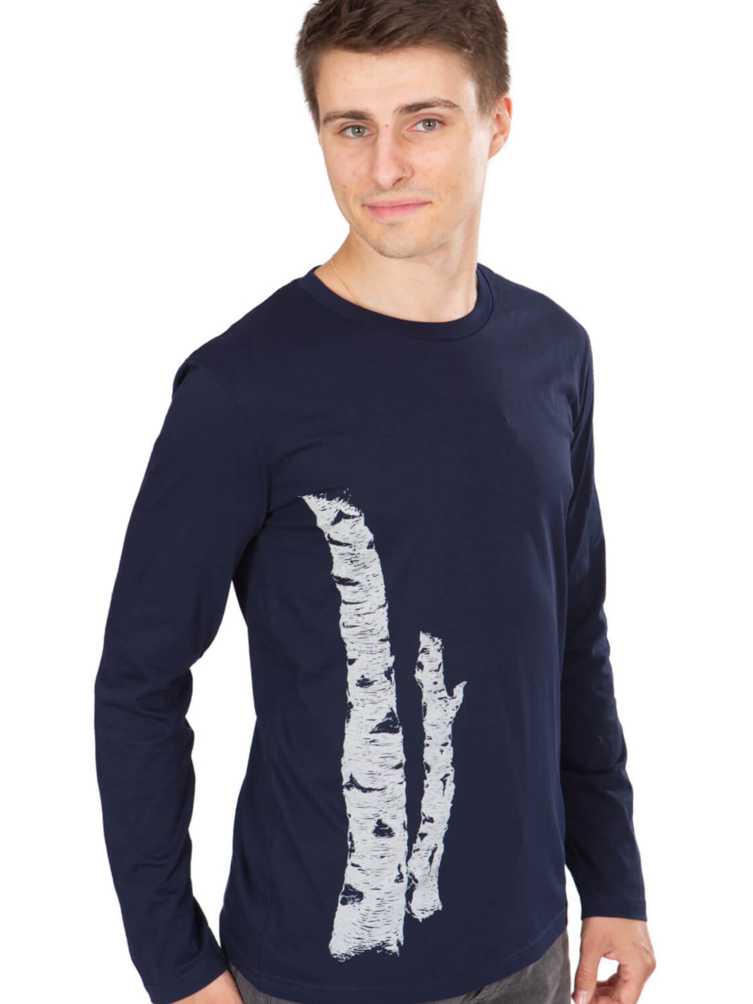 Life-Tree Shirt 'Organic "Birkenstamm"'‌‌‌ in Blau: Vorderseite