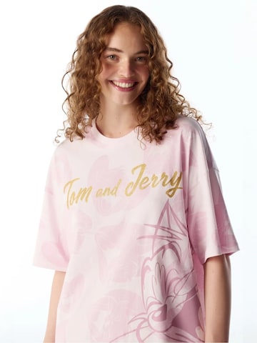 Chemise de nuit 'PENTI Tom&jerry Nachthemd mit Katzenmuster und kurzen Ärmeln' Penti en rose