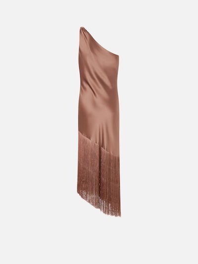PINKO Robe 'PINKO KIWI ABITO SATIN CON FRANGE ABITO' en marron, Vue avec produit