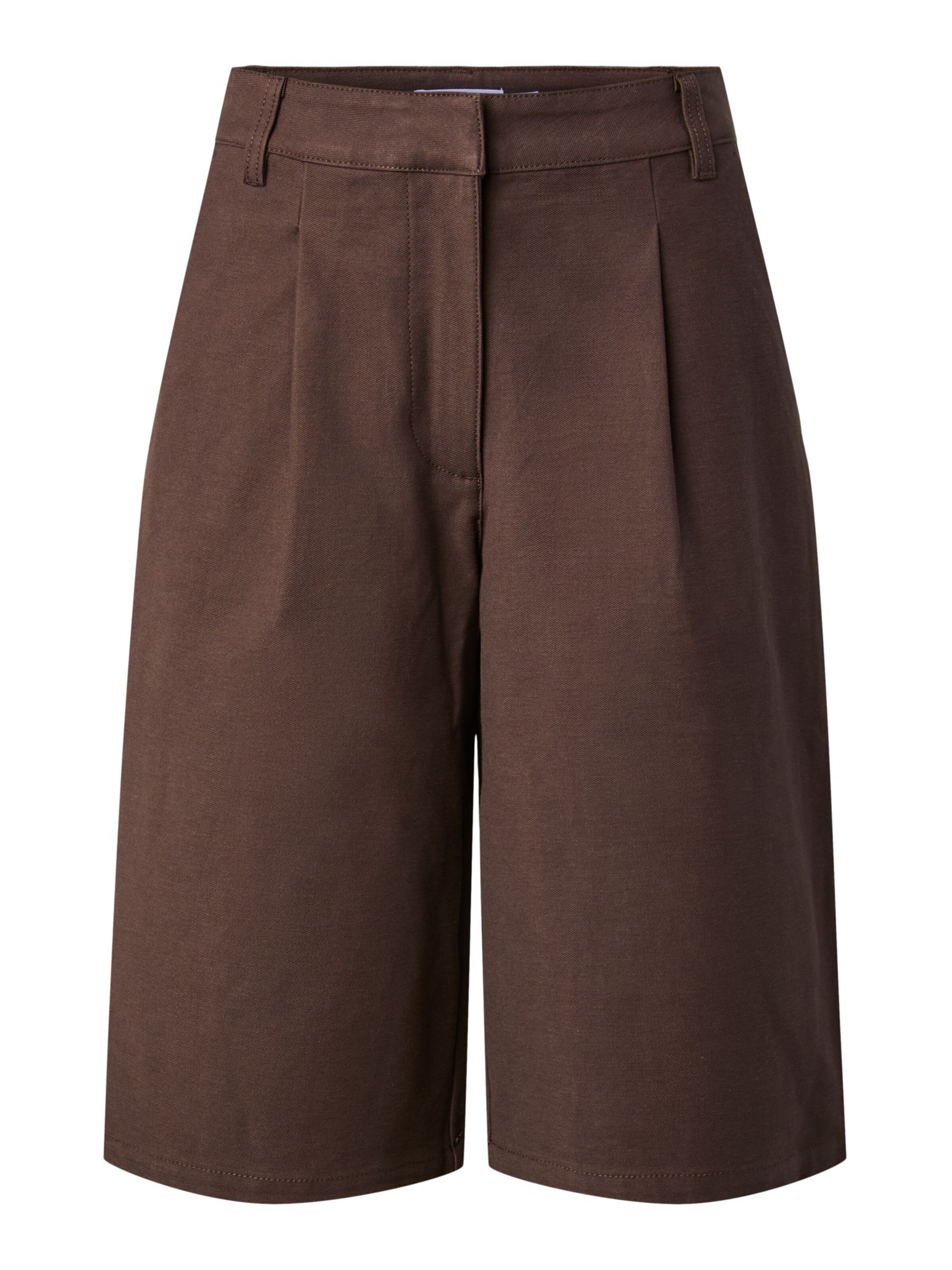 Regular Pantalon à pince PIECES en marron : devant