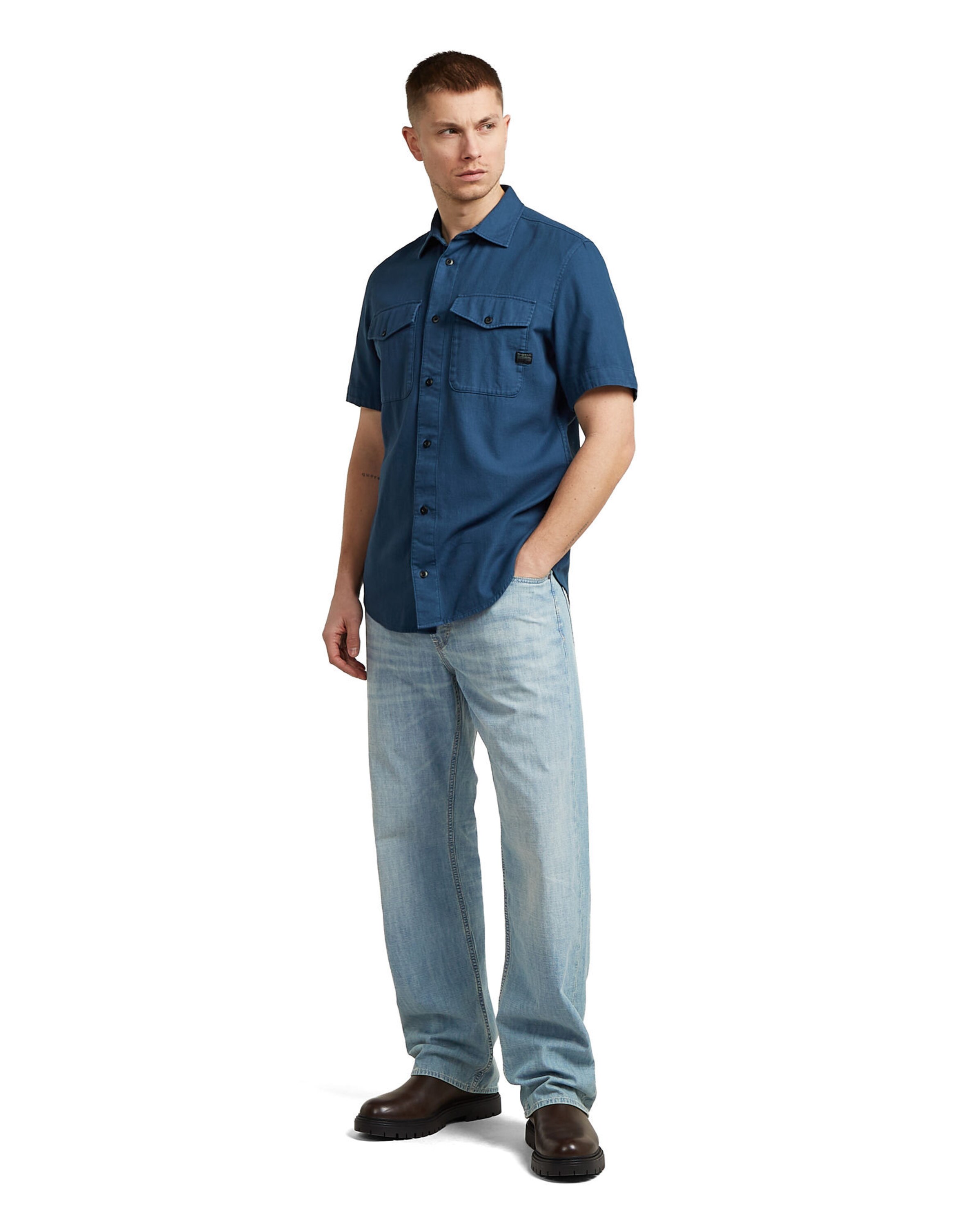 G-STAR Slim fit Overhemd 'Marine Slim Shirt' in Blauw