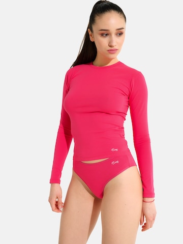 Evoni T-shirt Underwear sets 'Brazilian Slip mit Langarmshirt' in Pink: front