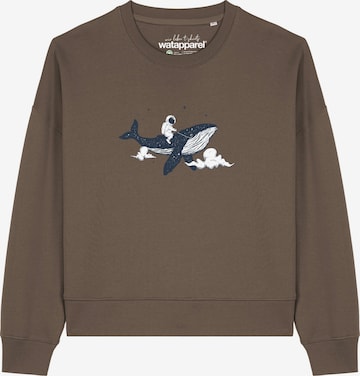 Felpa ' Spacewhale ' di Watapparel in marrone: frontale