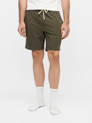 BOSS Панталон пижама 'Mix&Match' в зелено: отпред