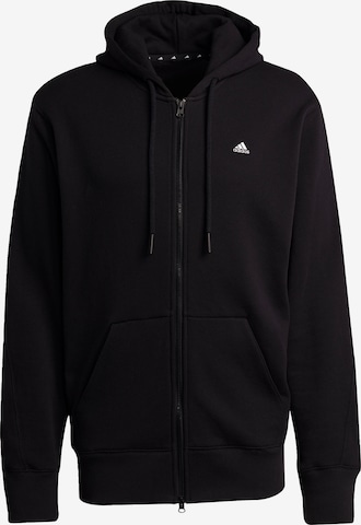 ADIDAS PERFORMANCE Athletic Zip-Up Hoodie in Black: front