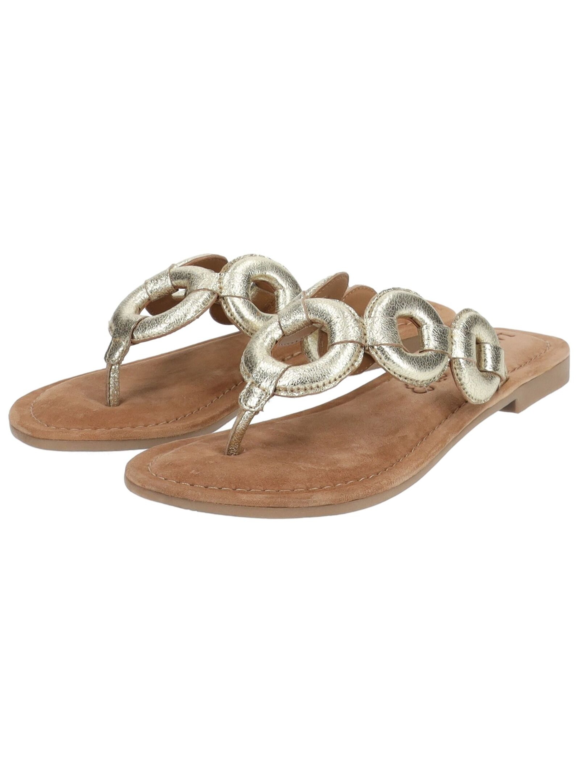 LAZAMANI T-Bar Sandals in Gold