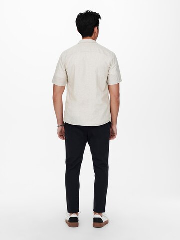 Only & Sons Slim Fit Skjorte 'Caiden' i beige