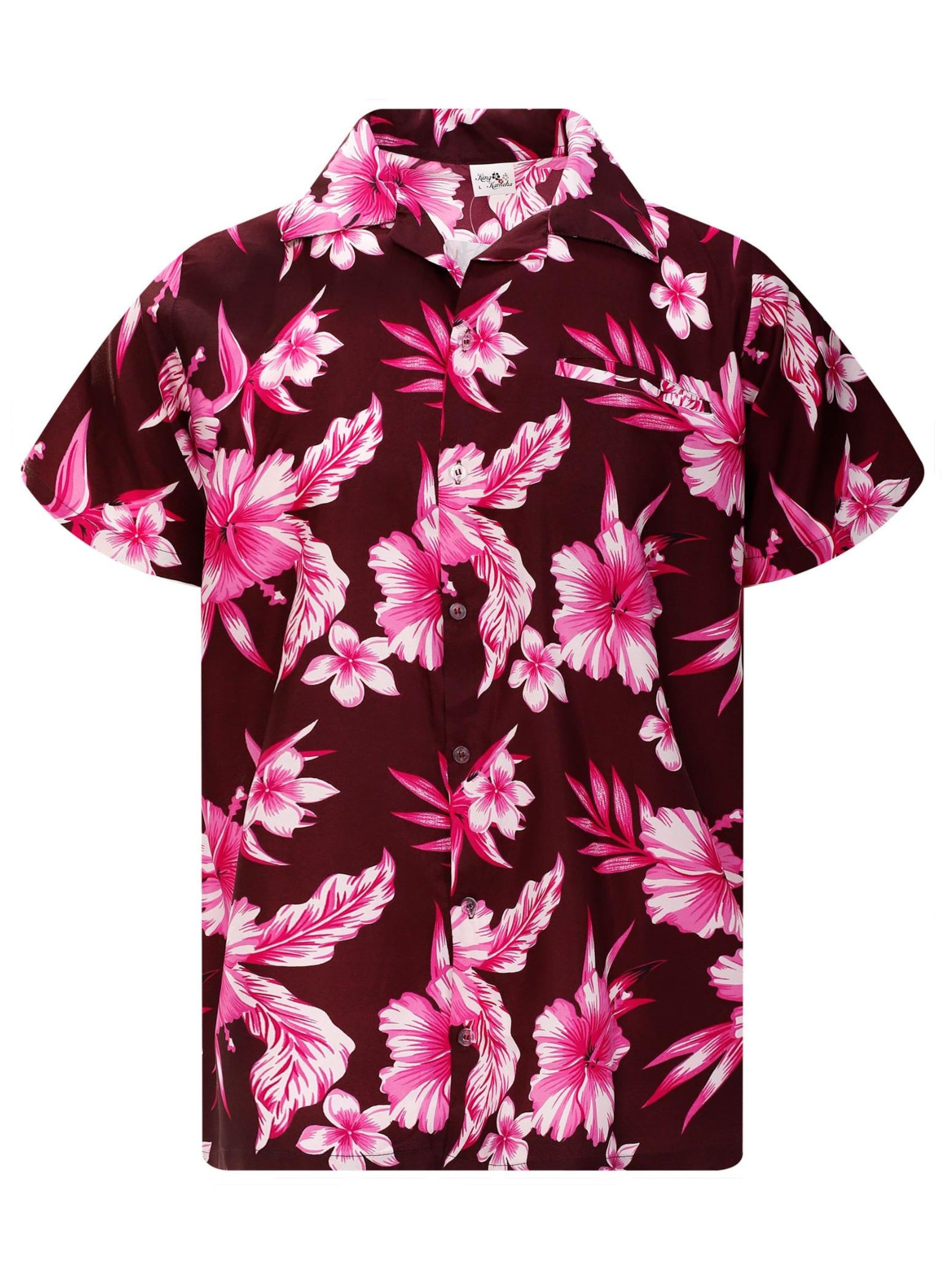 King Kameha Shirt 'Mono Flowers' in Lila: voorkant