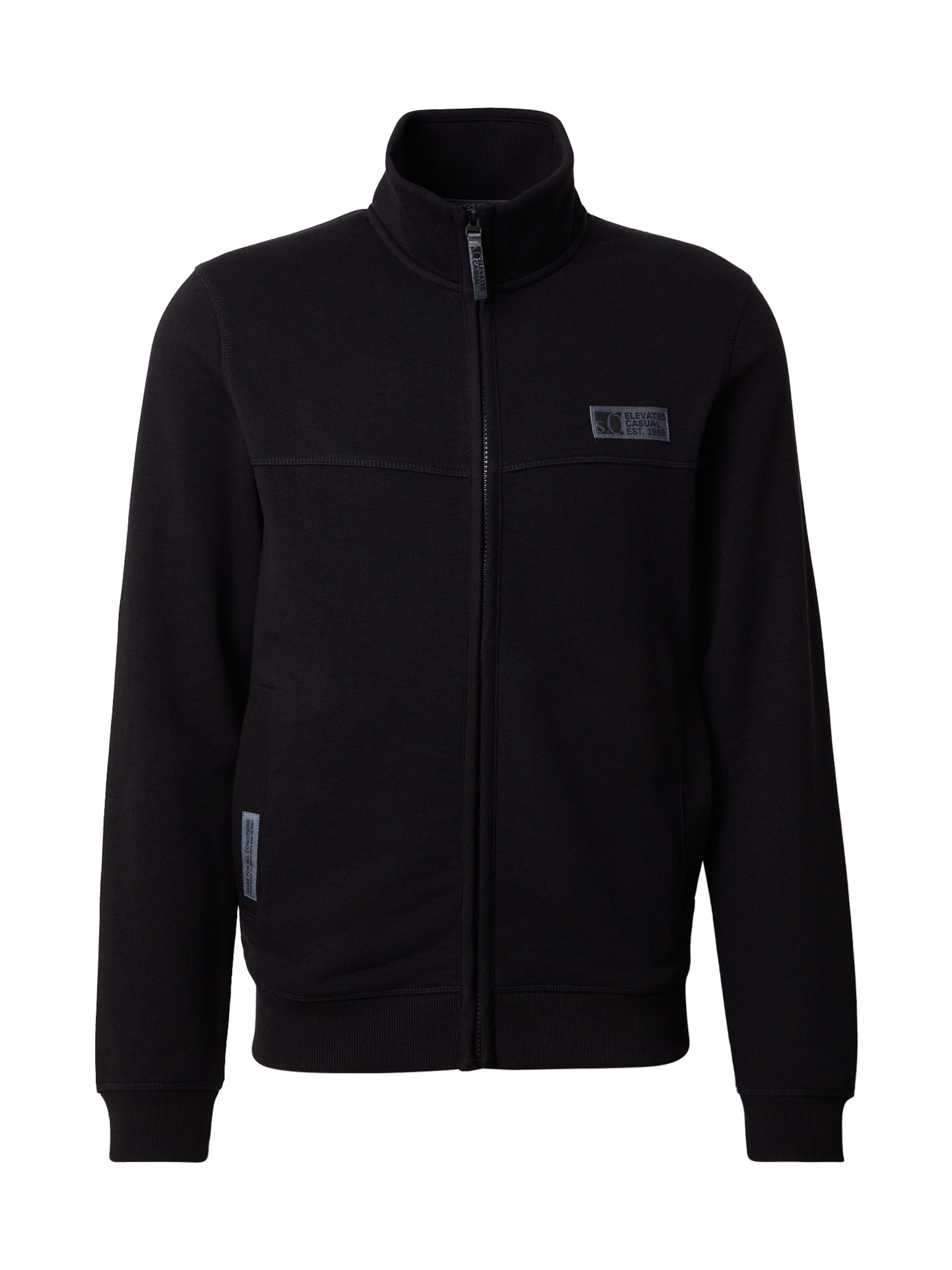 s.Oliver Кофта на молнии в Черный: спереди