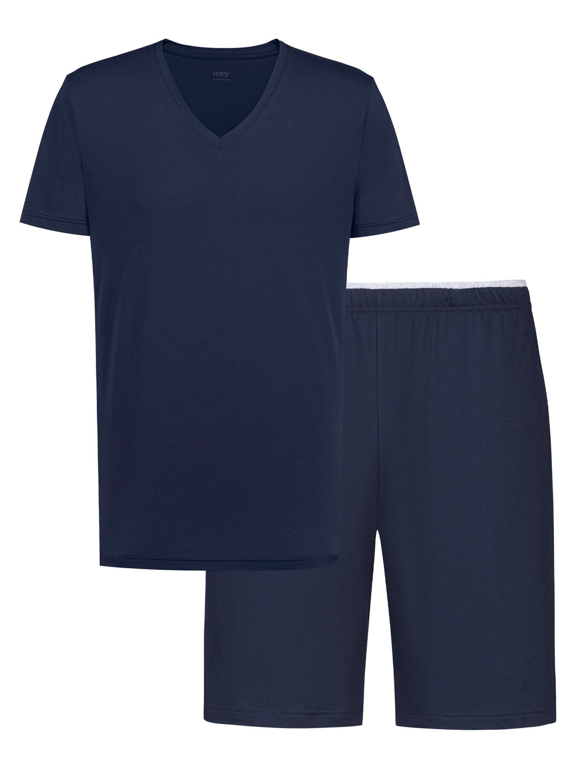 Mey Short Pajamas 'Dry Cotton' in Blue: front