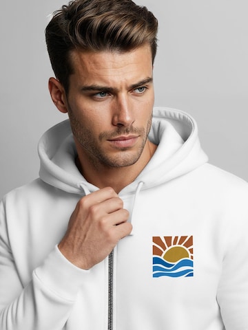 Neverless Zip-Up Hoodie 'Sun Wave Batch' in White