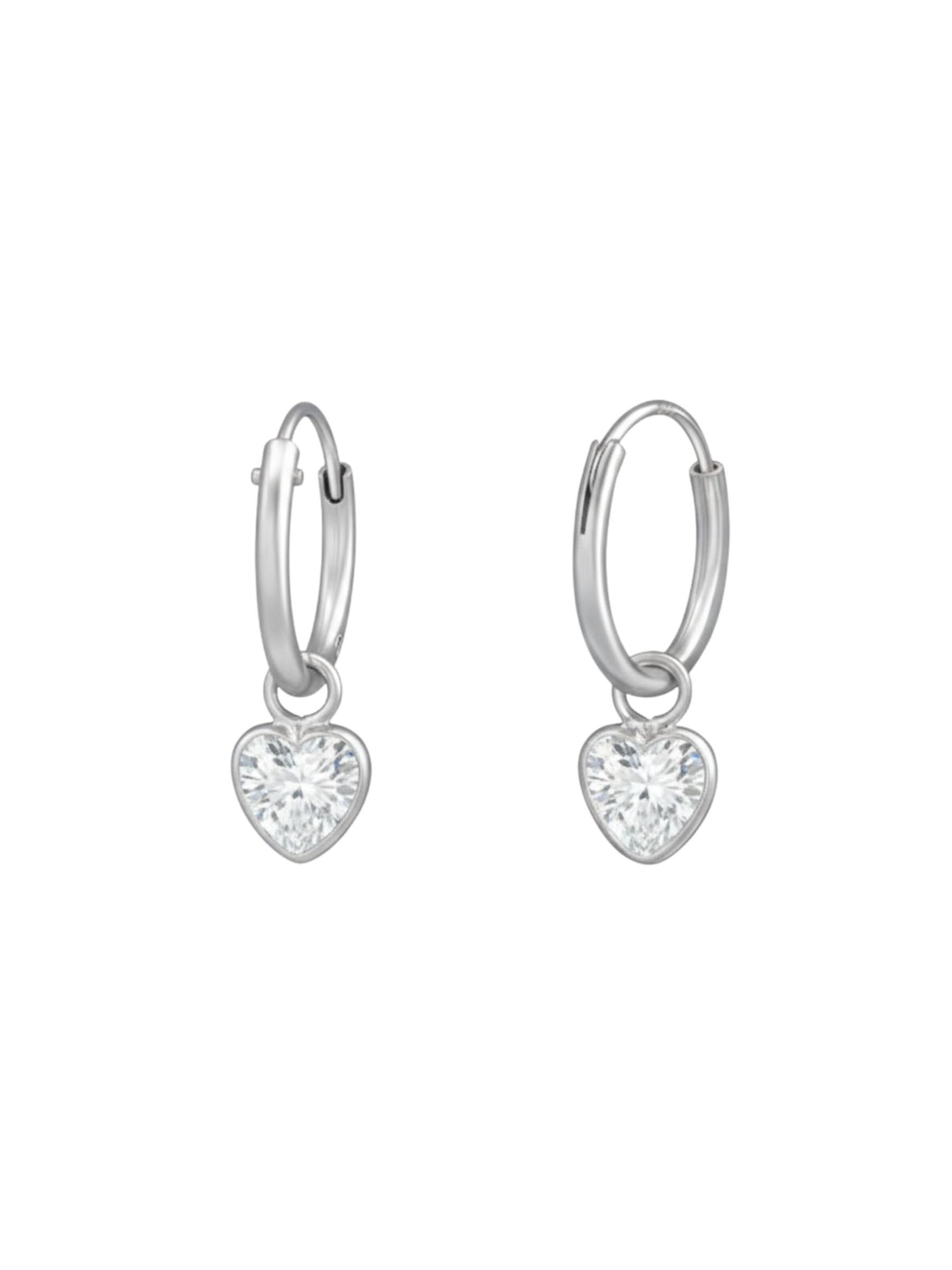 Boucles d'oreilles 'Silberne Creolen mit Hängendem Herz und Zirkonia' Maxte en argent