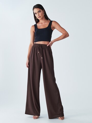 BWLDR Wide Leg Hose 'Aqua' in Braun: Vorderseite