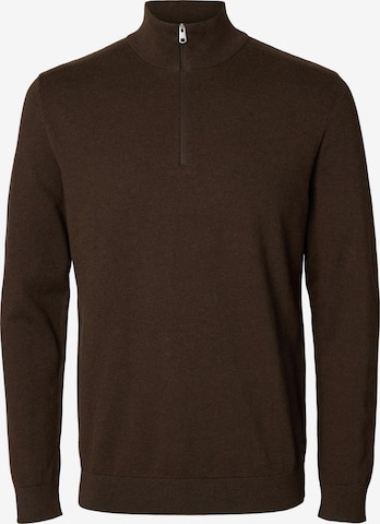 SELECTED Regular Fit Neulepaita 'SLHBerg' värissä ruskea: etupuoli