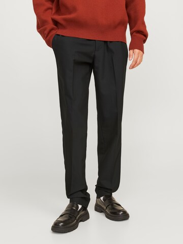 JACK & JONES Regular Trousers with creases 'JPSTAce Leo' in Black: front