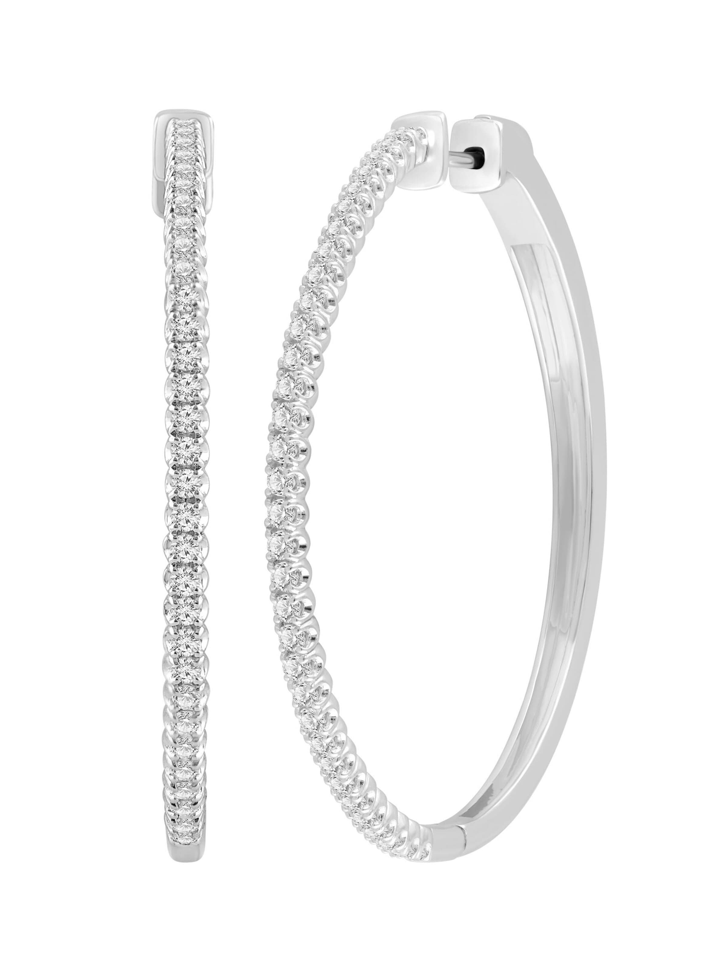 Boucles d'oreilles 'Ohrringe aus 375 Weißgold mit Lab Grown Diamant' ETHISHER DIAMANTEN en argent : devant