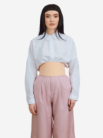 Ceinture Haute Cuir en beige : devant