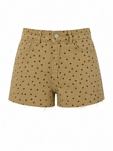 IT'S BASIC Regular Jeans 'POLKA MINI DENIM SHORTS' in Geel: voorkant