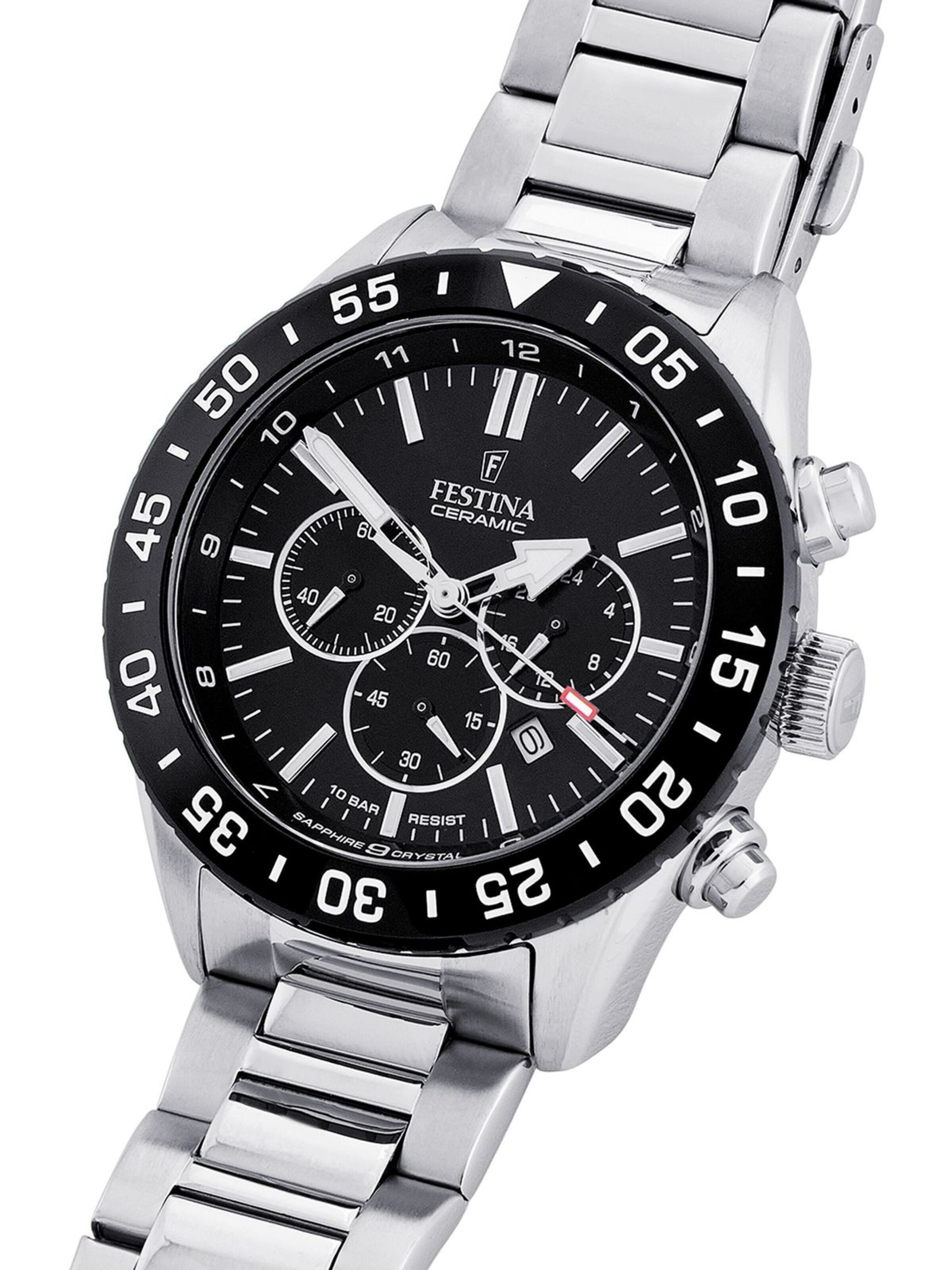FESTINA Analogové hodinky 'Chronograph CERAMIC' – černá