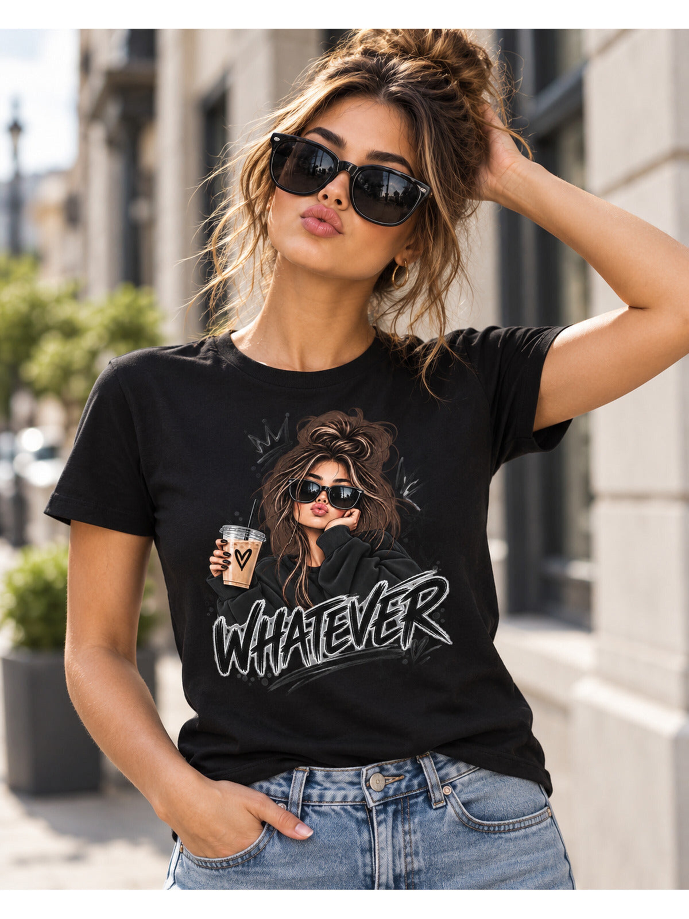 Printdistrict.dk Shirts 'Whatever' i sort