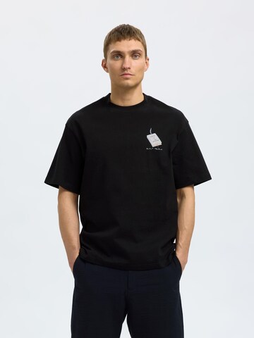 T-Shirt 'Jules Magistry x Selected' SELECTED en noir : devant