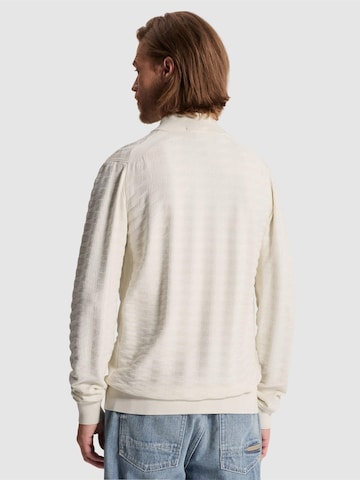 CAST IRON Sweater 'Pullover with half-zip and allover texture' in Beige